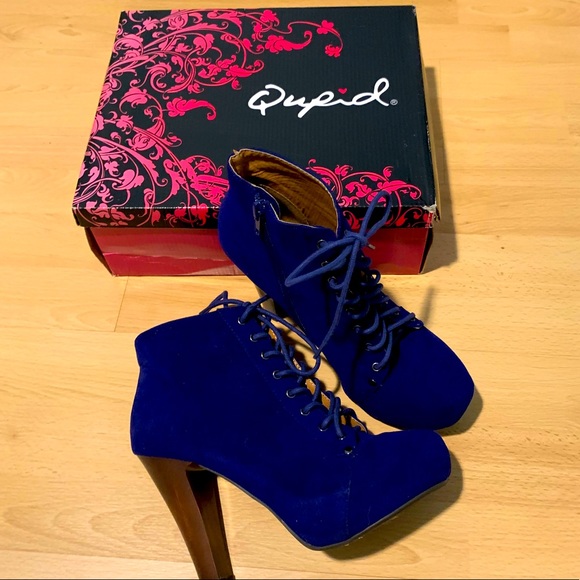 Qupid Shoes - Qupid Royal Blue Platform Booties